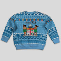 Custom Fiji Christmas Kid Ugly Christmas Sweater Fijian Tapa Marau na Kerisimasi - Wonder Print Shop