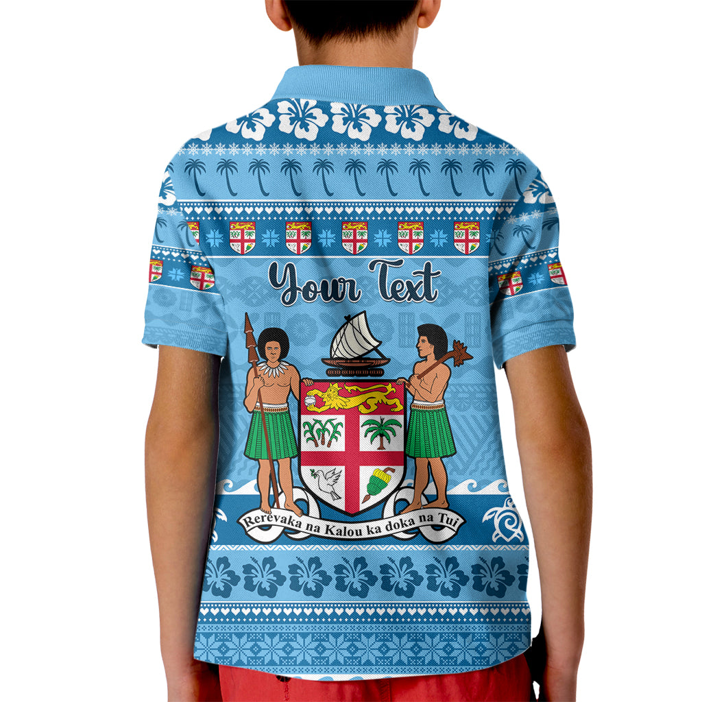 Custom Fiji Christmas Kid Polo Shirt Fijian Tapa Marau na Kerisimasi - Wonder Print Shop