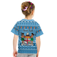 Custom Fiji Christmas Kid T Shirt Fijian Tapa Marau na Kerisimasi - Wonder Print Shop