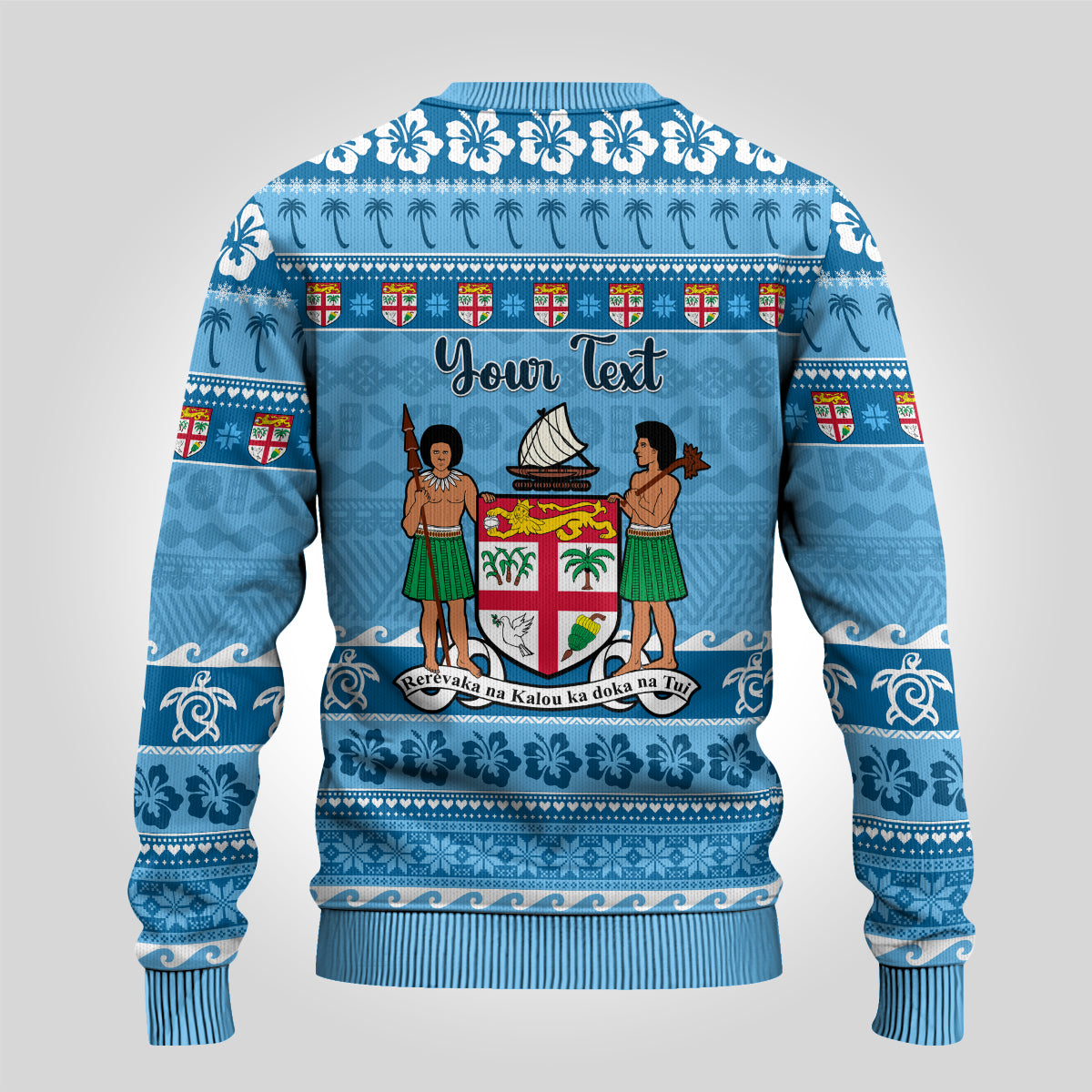 Custom Fiji Christmas Ugly Christmas Sweater Fijian Tapa Marau na Kerisimasi - Wonder Print Shop