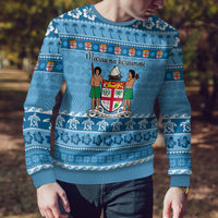 Custom Fiji Christmas Ugly Christmas Sweater Fijian Tapa Marau na Kerisimasi - Wonder Print Shop