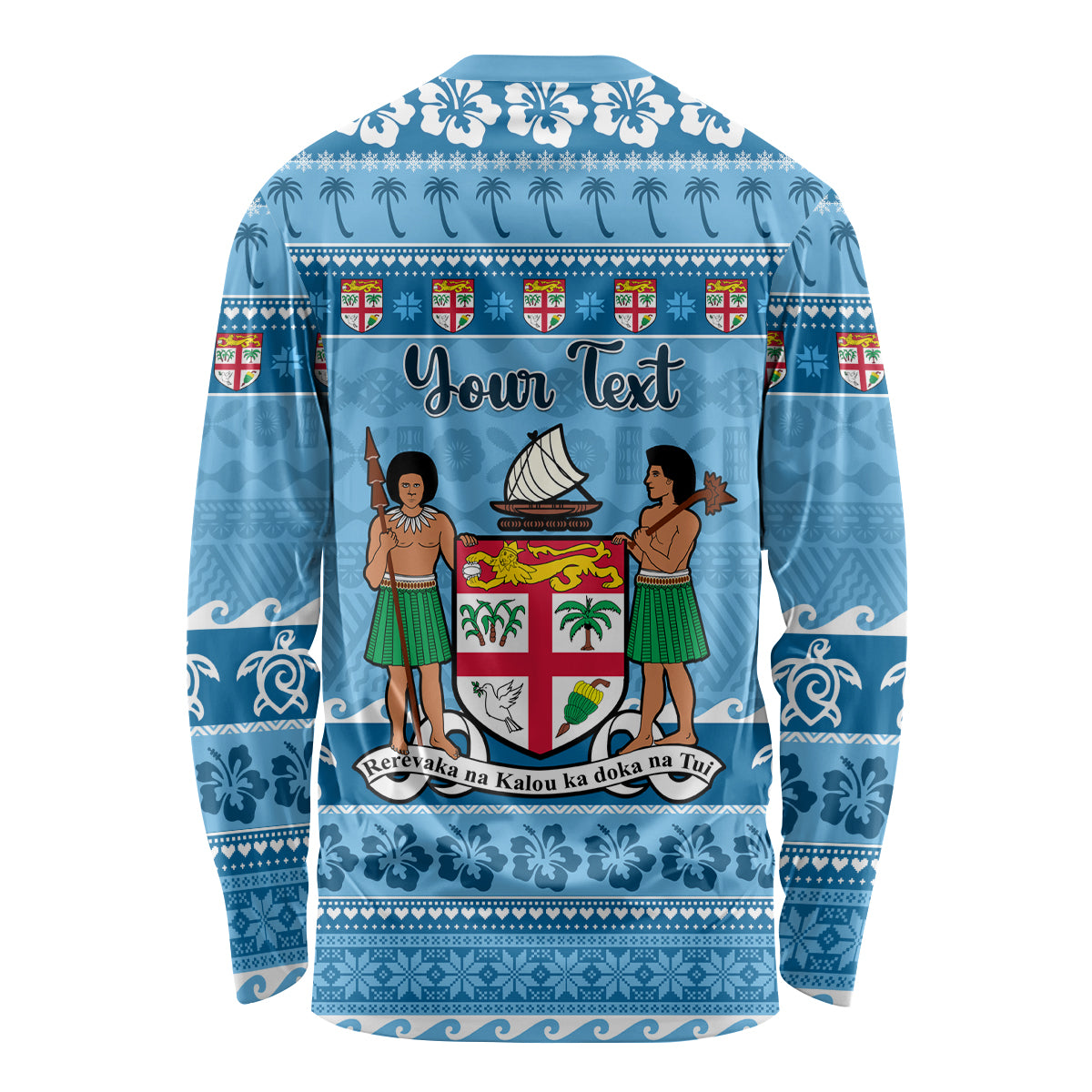 Custom Fiji Christmas Long Sleeve Shirt Fijian Tapa Marau na Kerisimasi - Wonder Print Shop