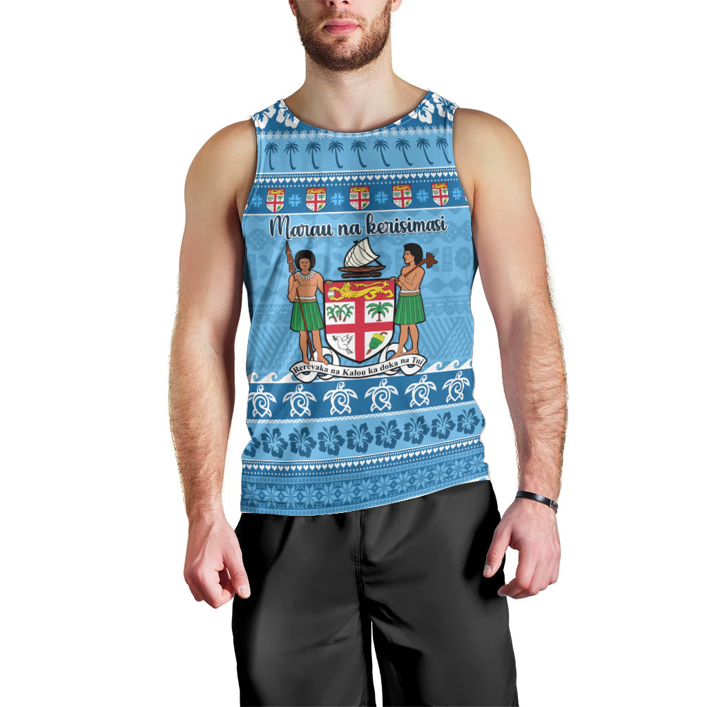 Custom Fiji Christmas Men Tank Top Fijian Tapa Marau na Kerisimasi - Wonder Print Shop