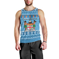 Custom Fiji Christmas Men Tank Top Fijian Tapa Marau na Kerisimasi - Wonder Print Shop