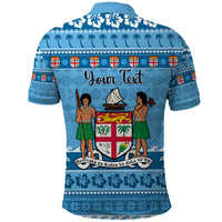 Custom Fiji Christmas Polo Shirt Fijian Tapa Marau na Kerisimasi - Wonder Print Shop