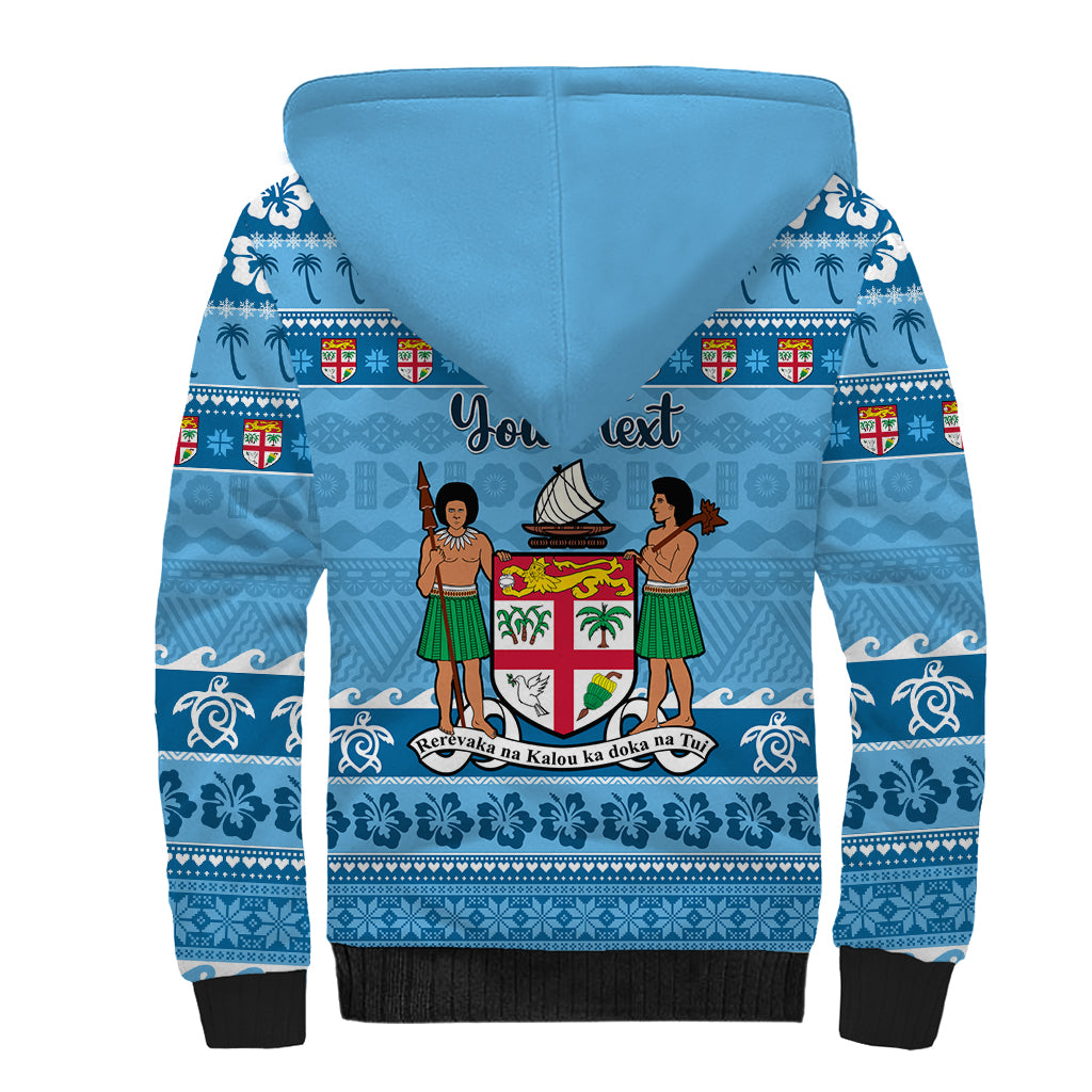 Custom Fiji Christmas Sherpa Hoodie Fijian Tapa Marau na Kerisimasi - Wonder Print Shop
