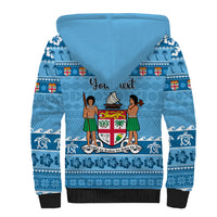 Custom Fiji Christmas Sherpa Hoodie Fijian Tapa Marau na Kerisimasi - Wonder Print Shop