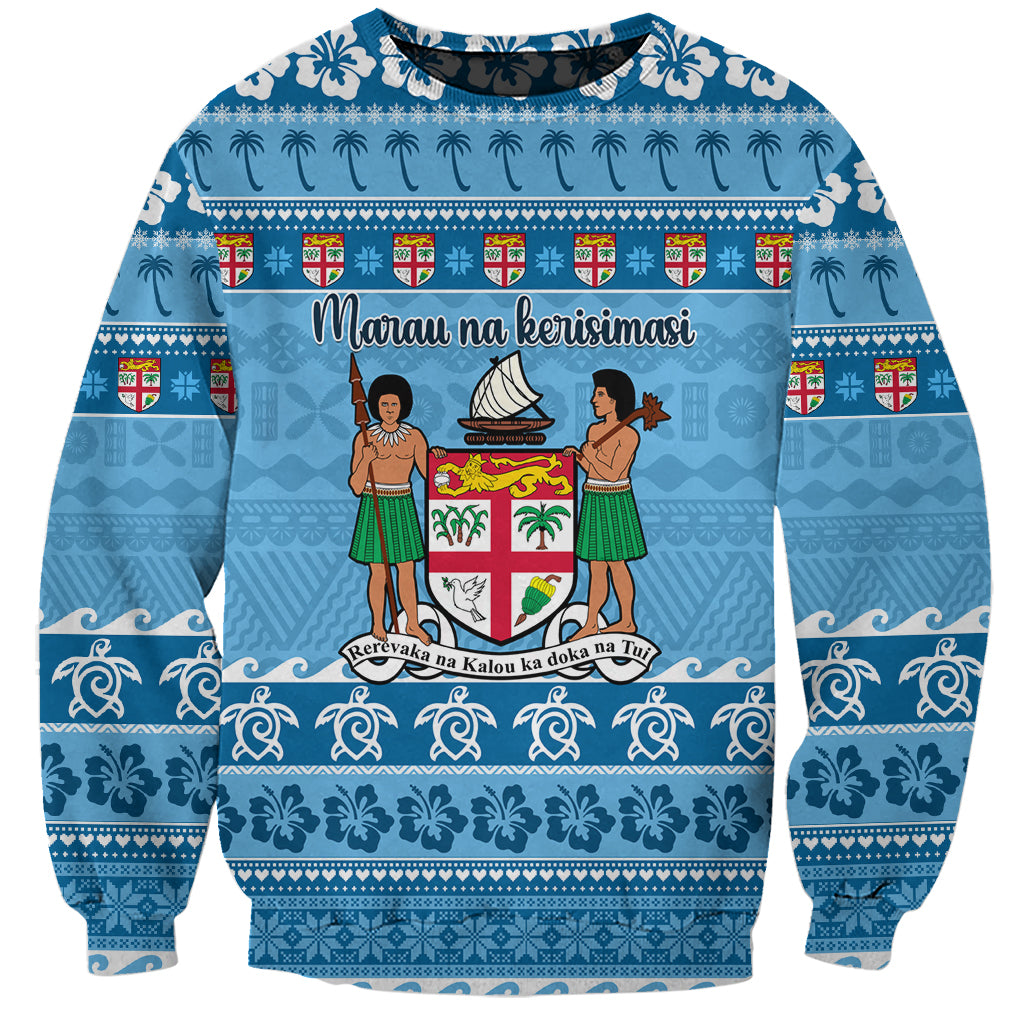 Custom Fiji Christmas Sweatshirt Fijian Tapa Marau na Kerisimasi - Wonder Print Shop