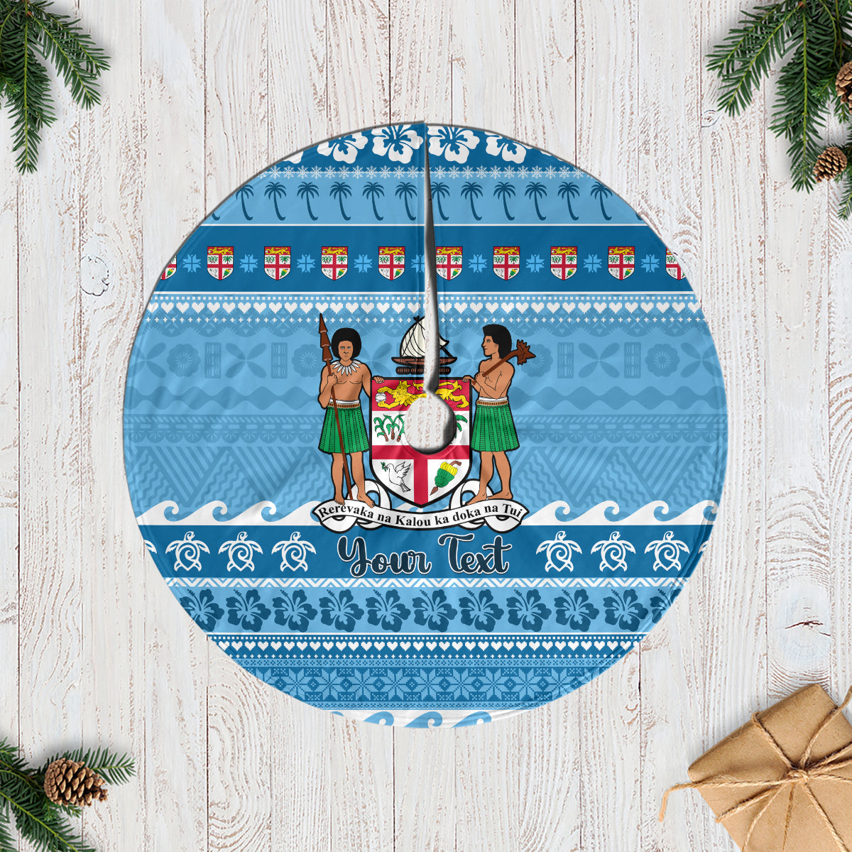 Personalised Fiji Christmas Tree Skirt Fijian Tapa Marau na Kerisimasi - Wonder Print Shop