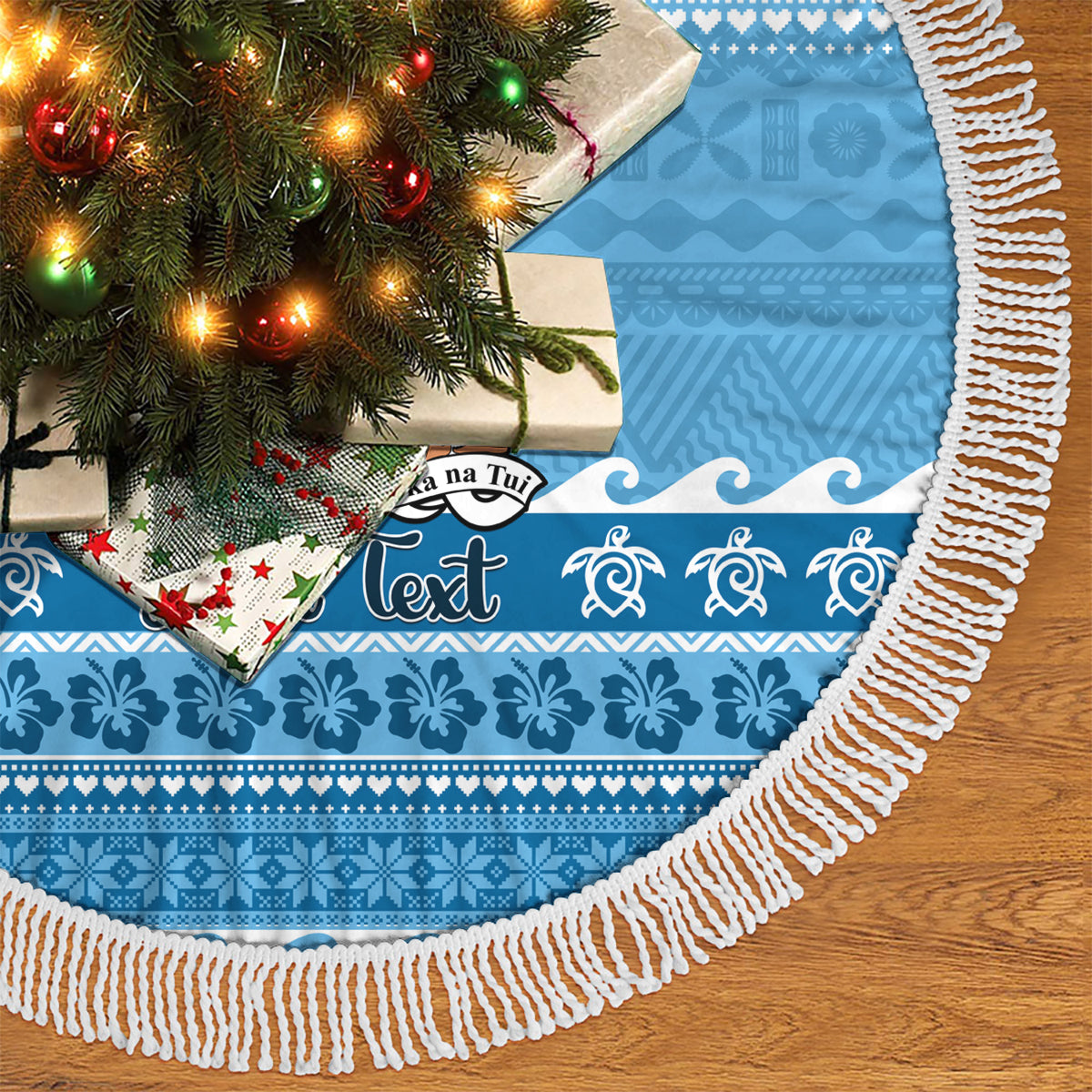 Personalised Fiji Christmas Tree Skirt Fijian Tapa Marau na Kerisimasi - Wonder Print Shop