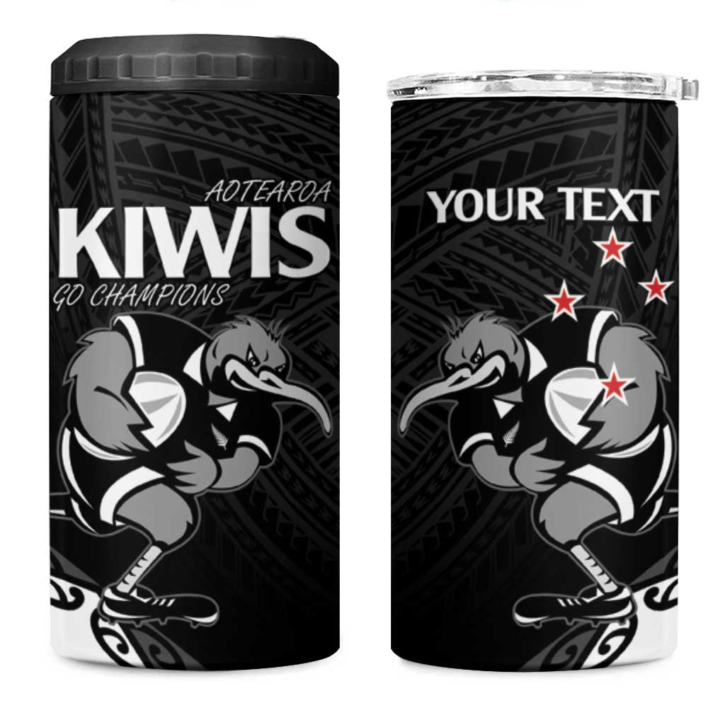 Custom Aotearoa Rugby 4 in 1 Can Cooler Tumbler Maori Kiwi - Mascot Style - Wonder Print Shop