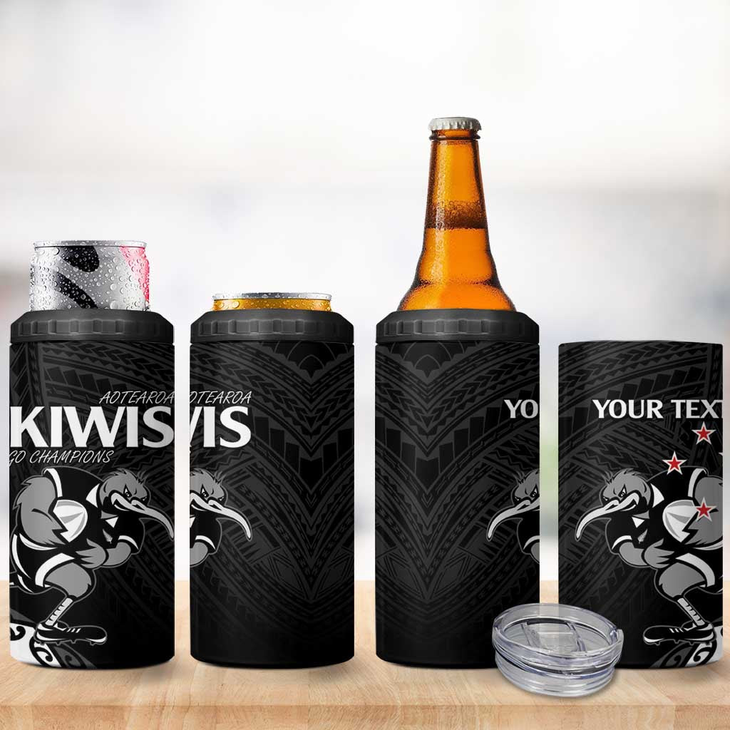 Custom Aotearoa Rugby 4 in 1 Can Cooler Tumbler Maori Kiwi - Mascot Style - Wonder Print Shop