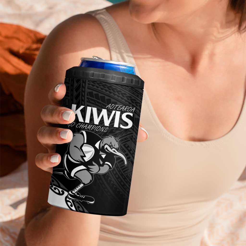 Custom Aotearoa Rugby 4 in 1 Can Cooler Tumbler Maori Kiwi - Mascot Style - Wonder Print Shop