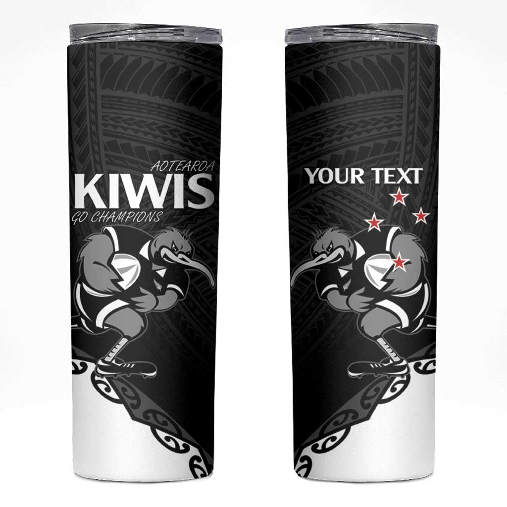 Custom Aotearoa Rugby Skinny Tumbler Maori Kiwi - Mascot Style - Wonder Print Shop