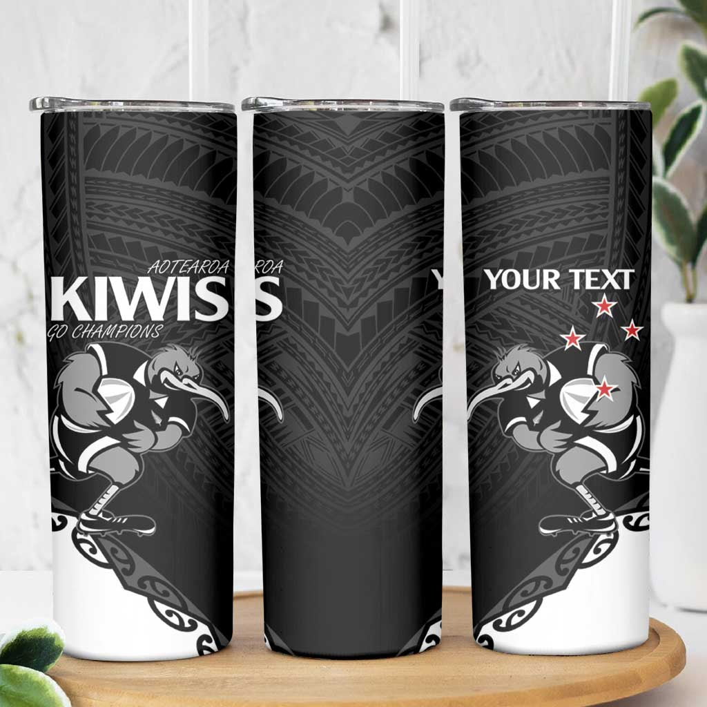 Custom Aotearoa Rugby Skinny Tumbler Maori Kiwi - Mascot Style - Wonder Print Shop