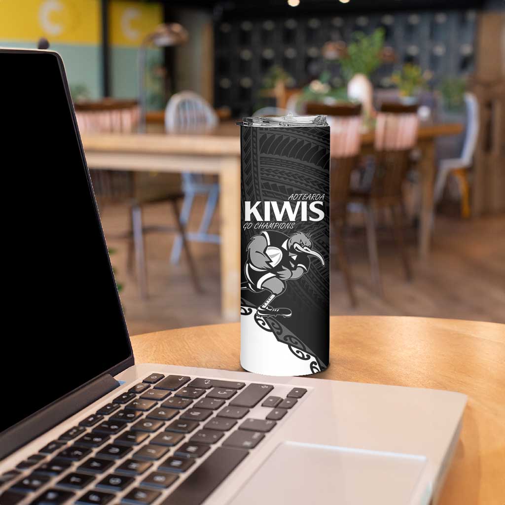Custom Aotearoa Rugby Skinny Tumbler Maori Kiwi - Mascot Style - Wonder Print Shop
