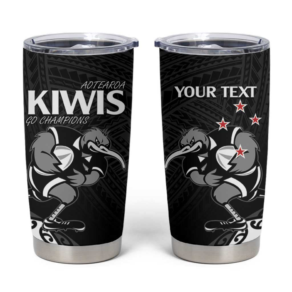 Custom Aotearoa Rugby Tumbler Cup Maori Kiwi - Mascot Style - Wonder Print Shop