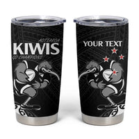 Custom Aotearoa Rugby Tumbler Cup Maori Kiwi - Mascot Style - Wonder Print Shop