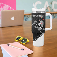 Custom Aotearoa Rugby Tumbler With Handle Maori Kiwi - Mascot Style - Wonder Print Shop