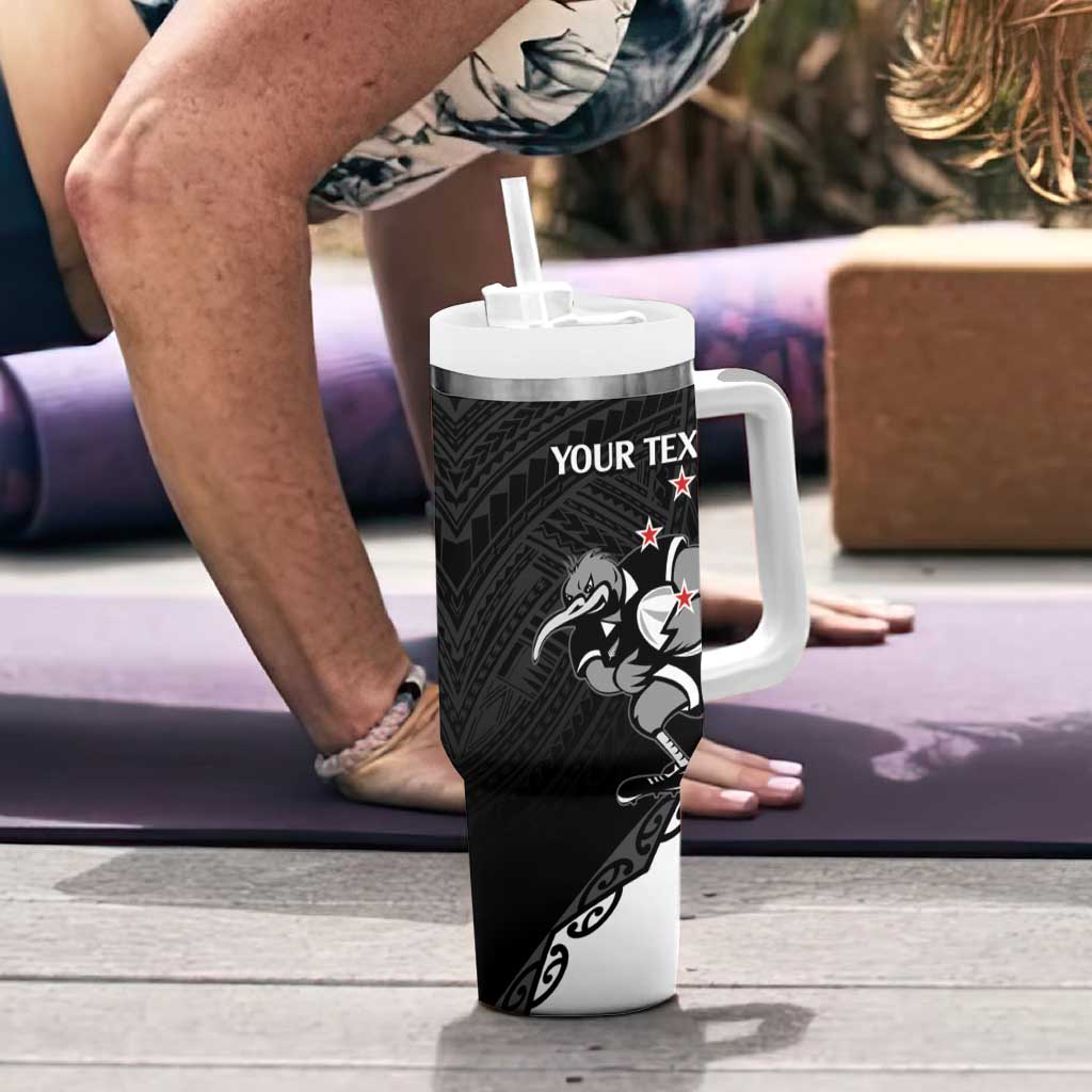 Custom Aotearoa Rugby Tumbler With Handle Maori Kiwi - Mascot Style - Wonder Print Shop