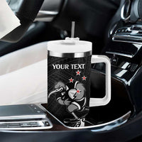 Custom Aotearoa Rugby Tumbler With Handle Maori Kiwi - Mascot Style - Wonder Print Shop