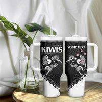 Custom Aotearoa Rugby Tumbler With Handle Maori Kiwi - Mascot Style - Wonder Print Shop