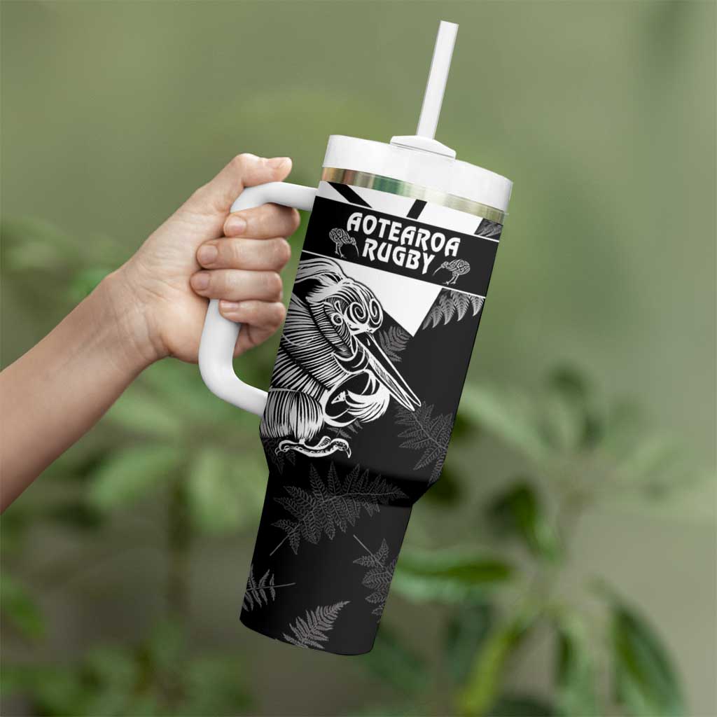 Custom Aotearoa Silver Fern Rugby Tumbler With Handle 2024 Go Kiwi - Wonder Print Shop
