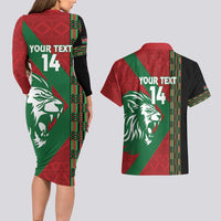 Kenya Rugby Custom Couples Matching Long Sleeve Bodycon Dress and Hawaiian Shirt Go Lionesses - African Pattern - Wonder Print Shop