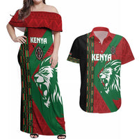 Kenya Rugby Custom Couples Matching Off Shoulder Maxi Dress and Hawaiian Shirt Go Lionesses - African Pattern - Wonder Print Shop