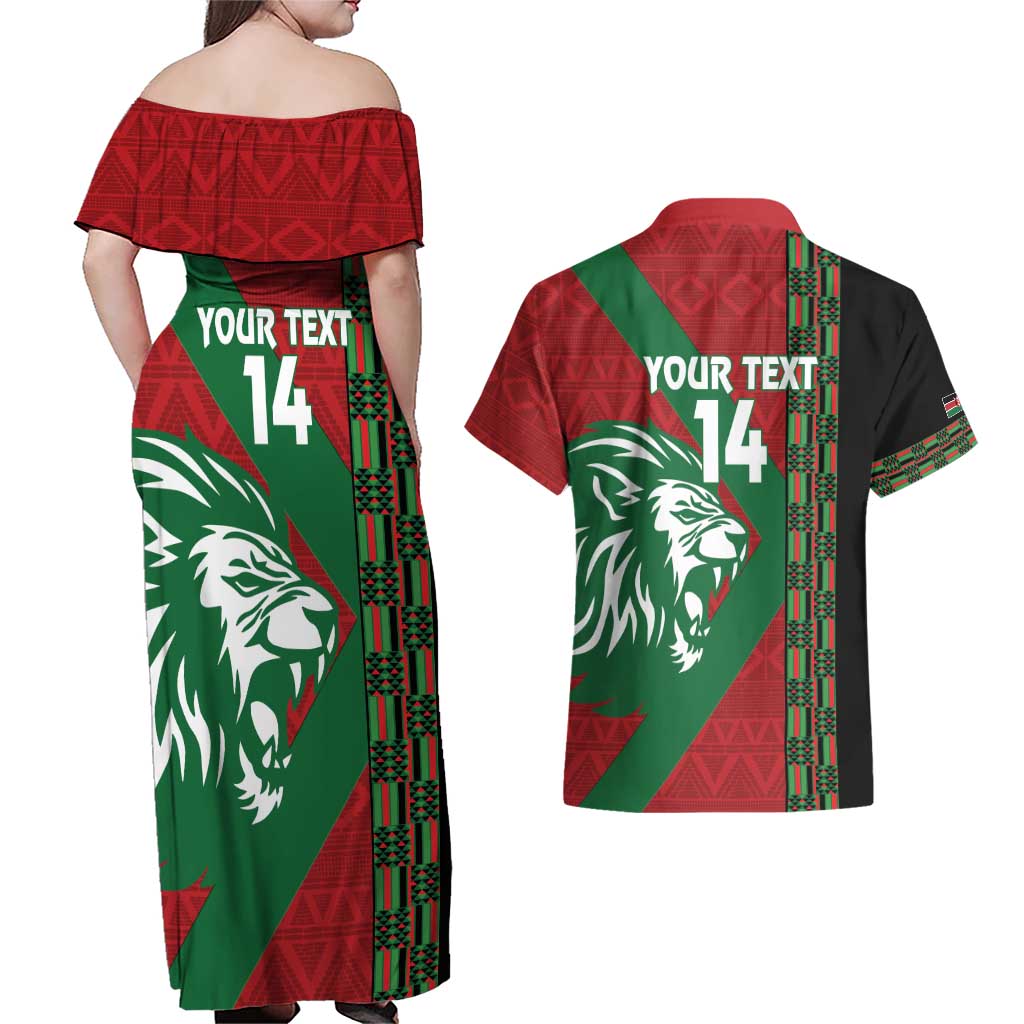 Kenya Rugby Custom Couples Matching Off Shoulder Maxi Dress and Hawaiian Shirt Go Lionesses - African Pattern - Wonder Print Shop