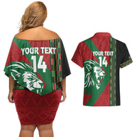 Kenya Rugby Custom Couples Matching Off Shoulder Short Dress and Hawaiian Shirt Go Lionesses - African Pattern - Wonder Print Shop