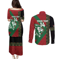 Kenya Rugby Custom Couples Matching Puletasi and Long Sleeve Button Shirt Go Lionesses - African Pattern - Wonder Print Shop