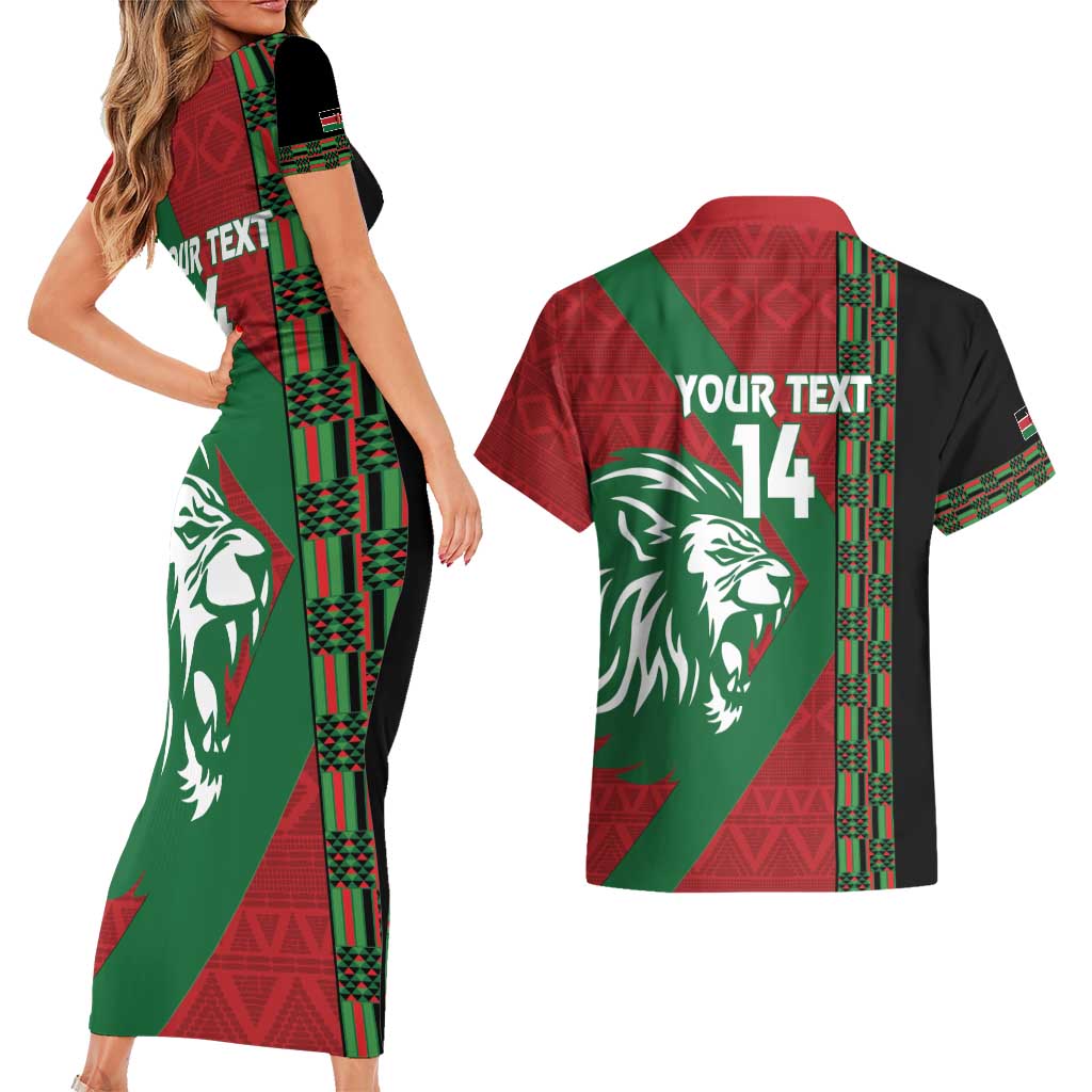 Kenya Rugby Custom Couples Matching Short Sleeve Bodycon Dress and Hawaiian Shirt Go Lionesses - African Pattern - Wonder Print Shop