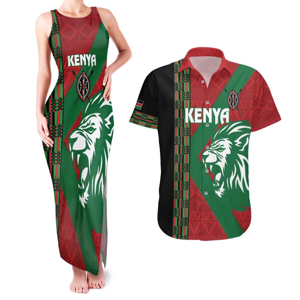 Kenya Rugby Custom Couples Matching Tank Maxi Dress and Hawaiian Shirt Go Lionesses - African Pattern - Wonder Print Shop