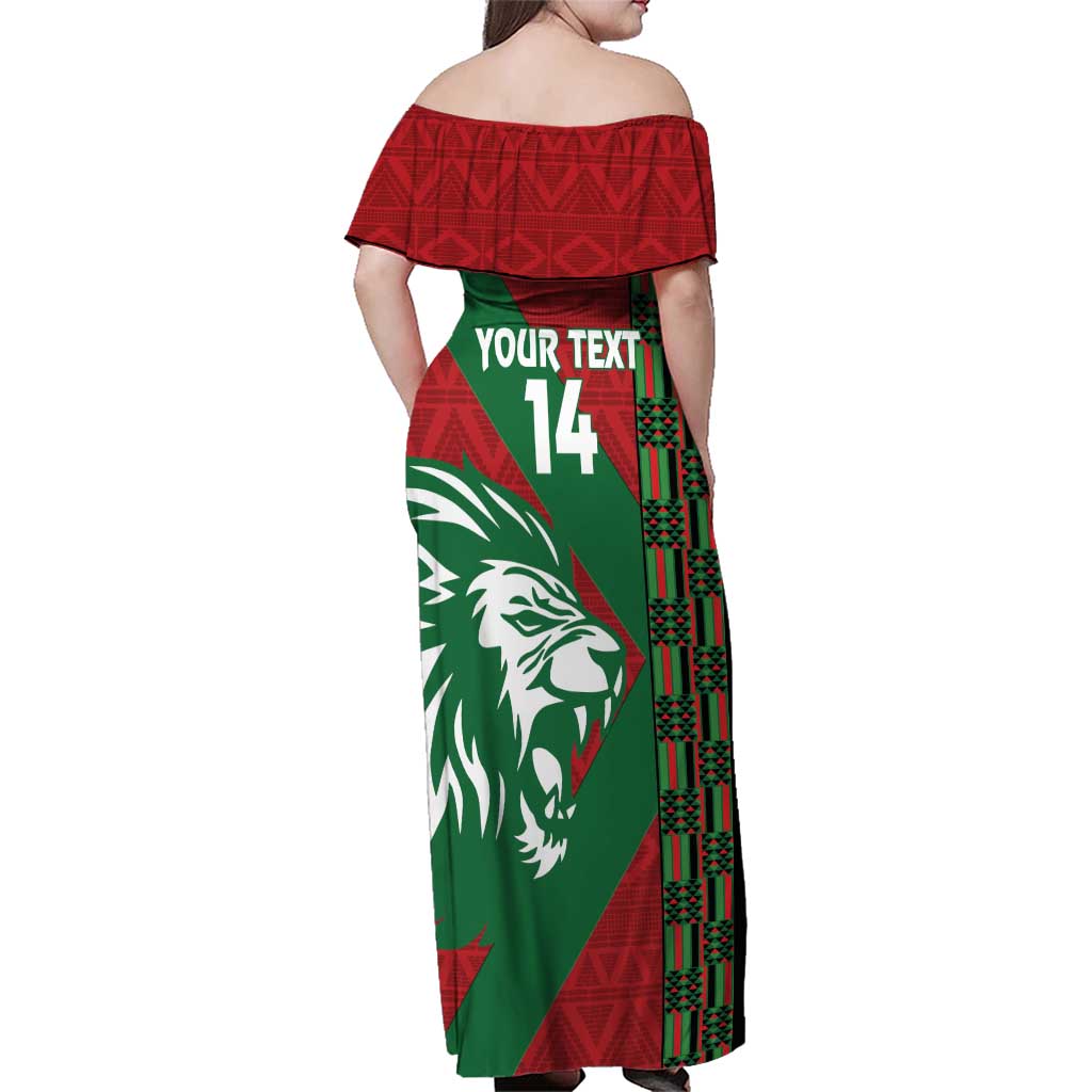 Kenya Rugby Custom Family Matching Off Shoulder Maxi Dress and Hawaiian Shirt Go Lionesses - African Pattern - Wonder Print Shop