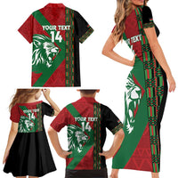 Kenya Rugby Custom Family Matching Short Sleeve Bodycon Dress and Hawaiian Shirt Go Lionesses - African Pattern - Wonder Print Shop