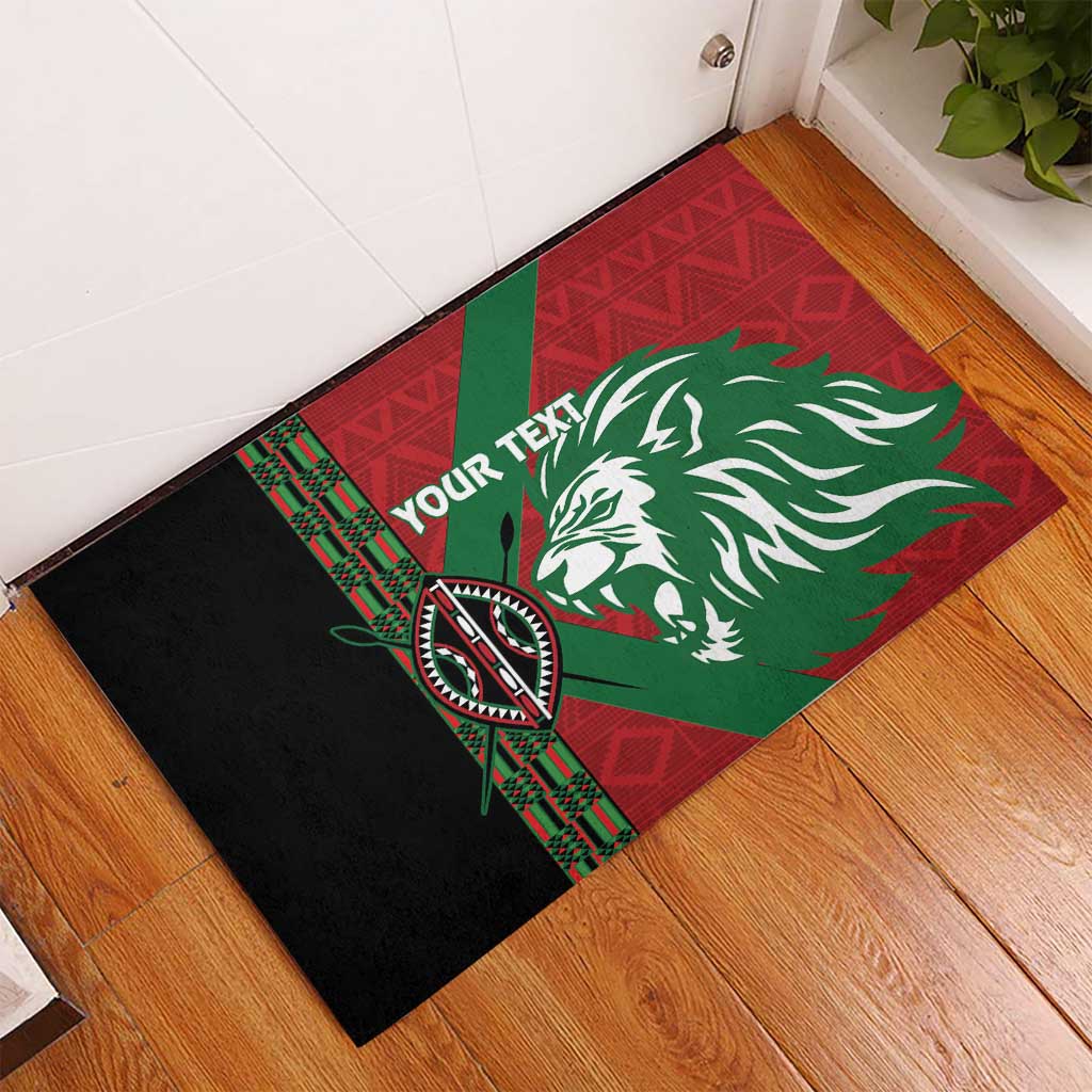 Kenya Rugby Custom Rubber Doormat Go Lionesses - African Pattern - Wonder Print Shop