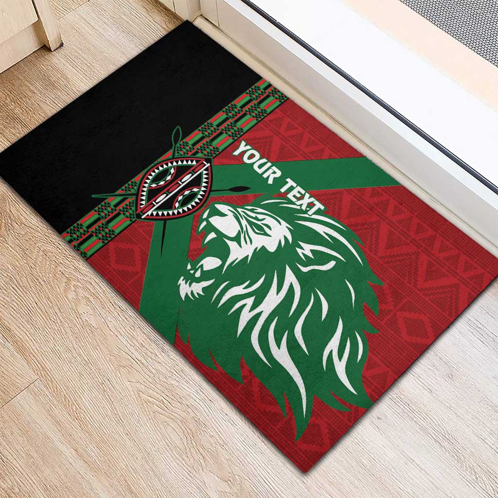 Kenya Rugby Custom Rubber Doormat Go Lionesses - African Pattern - Wonder Print Shop