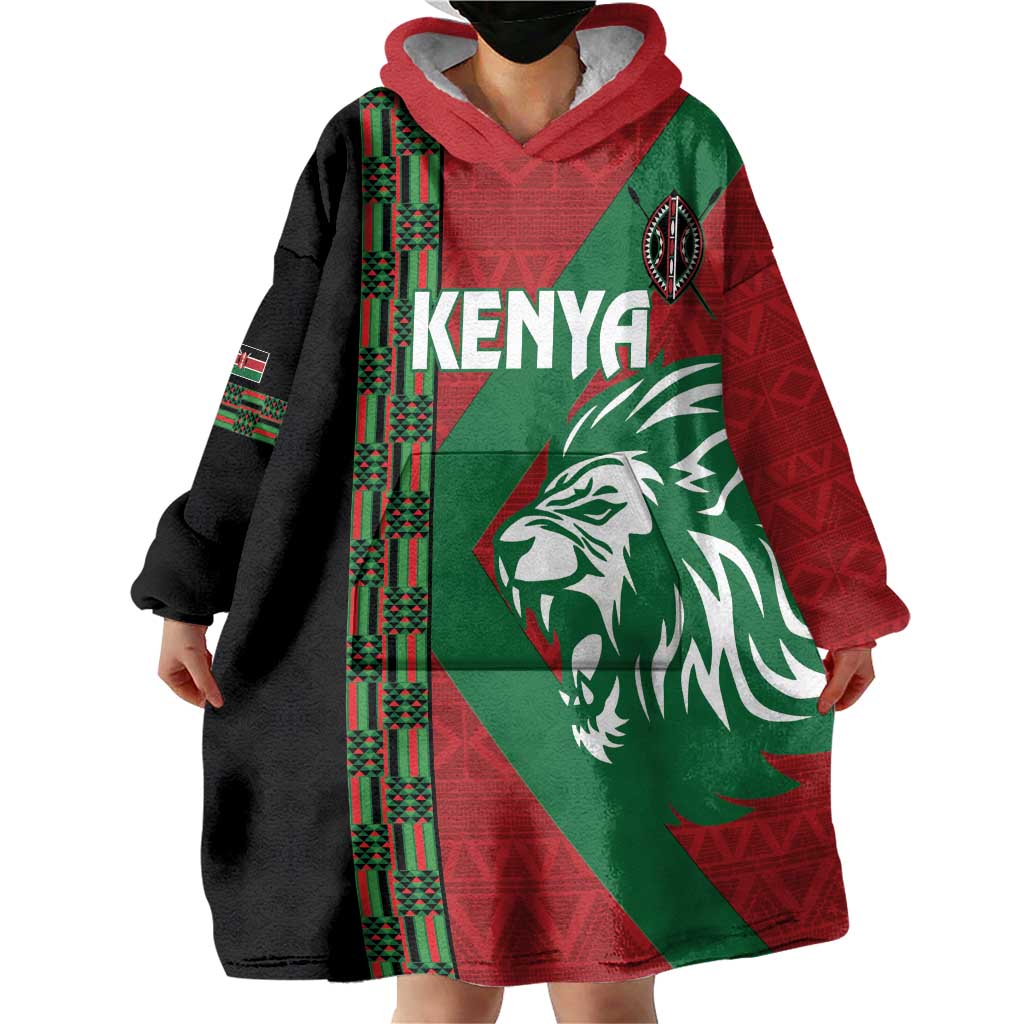 Kenya Rugby Custom Wearable Blanket Hoodie Go Lionesses - African Pattern - Wonder Print Shop