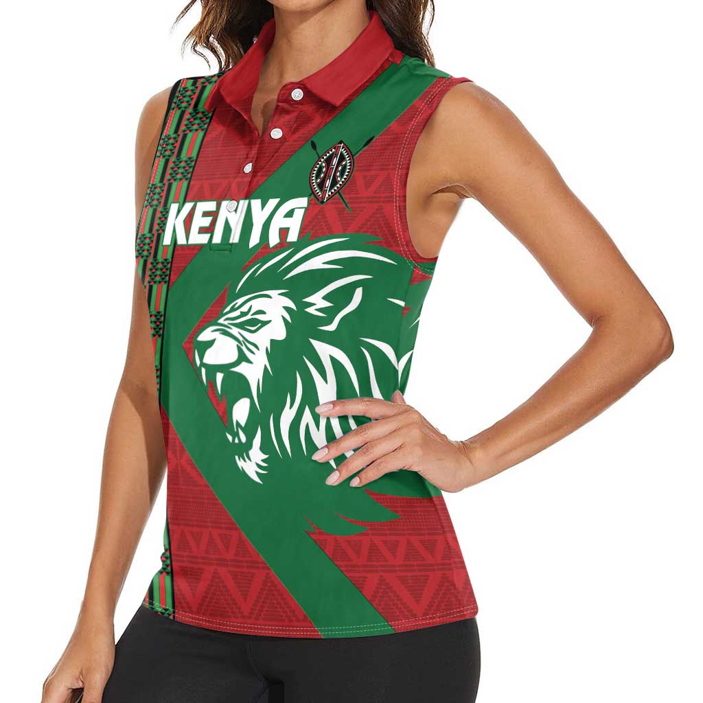 Kenya Rugby Custom Women Sleeveless Polo Shirt Go Lionesses - African Pattern - Wonder Print Shop