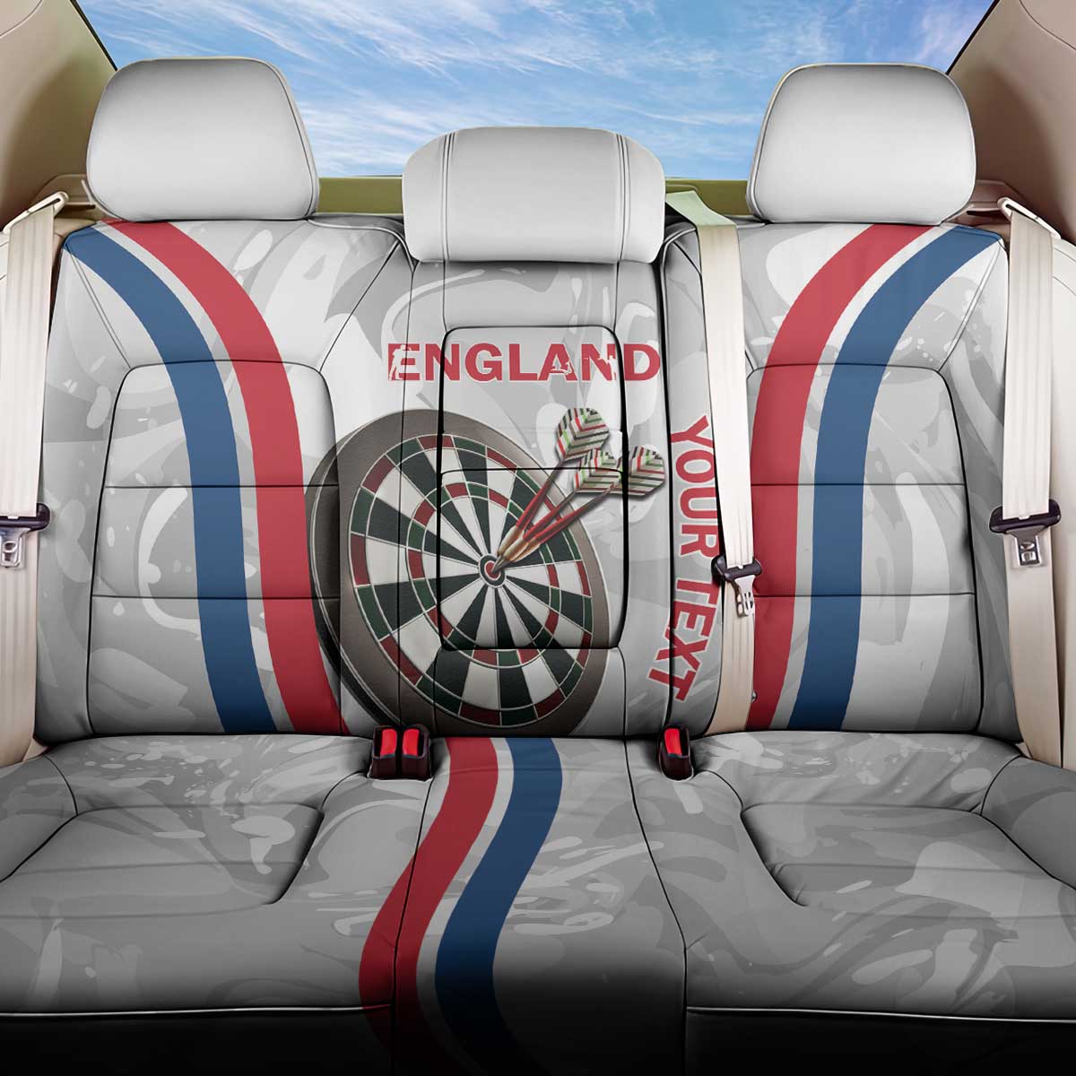 Custom England Darts Back Car Seat Cover Go Champions Grunge Marble Style - Wonder Print Shop