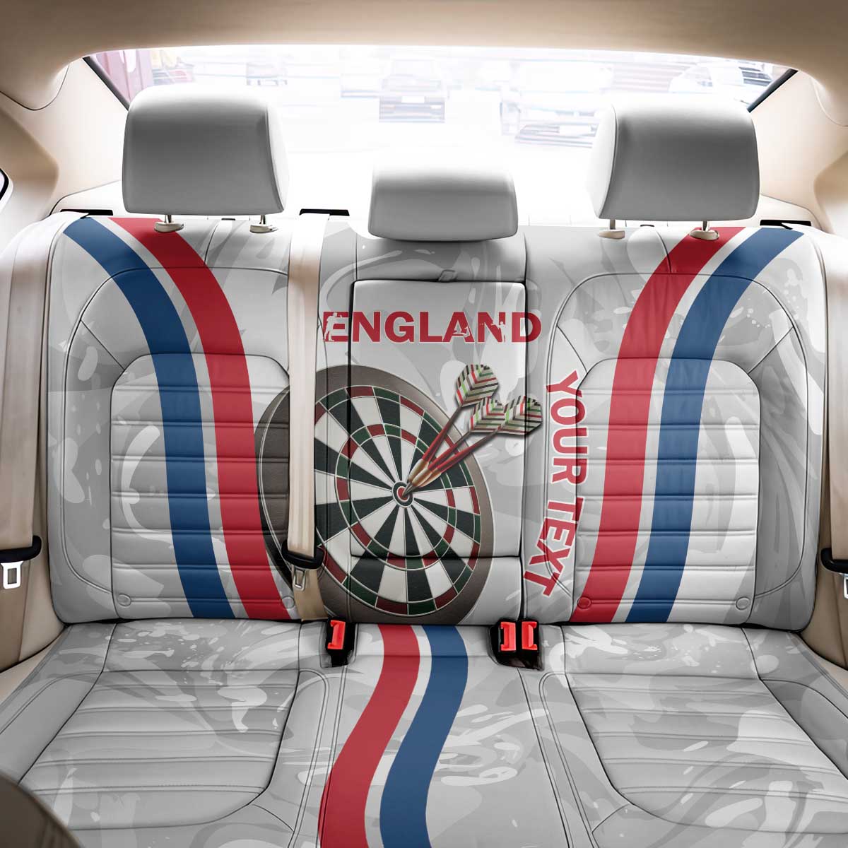 Custom England Darts Back Car Seat Cover Go Champions Grunge Marble Style - Wonder Print Shop