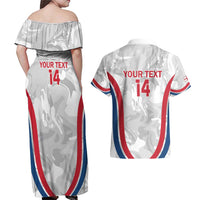 Custom England Darts Couples Matching Off Shoulder Maxi Dress and Hawaiian Shirt Go Champions Grunge Marble Style - Wonder Print Shop