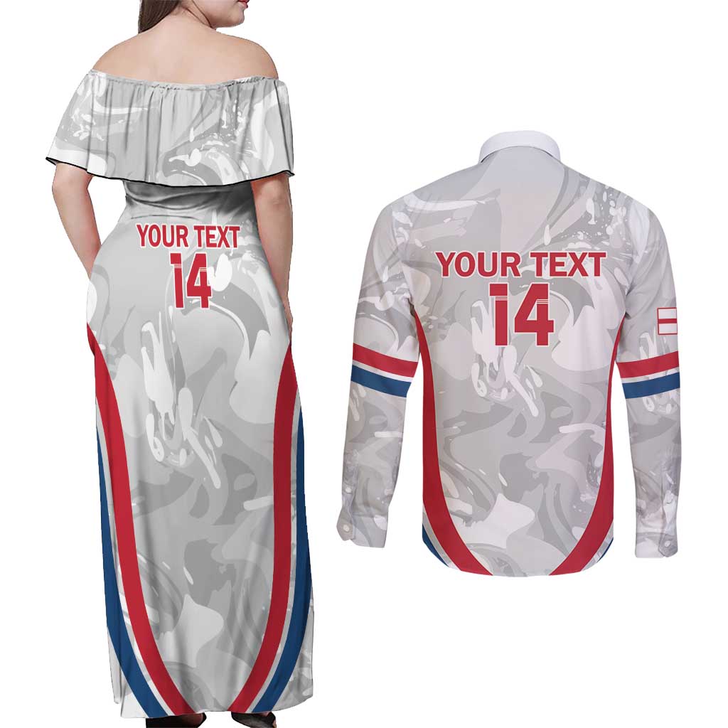 Custom England Darts Couples Matching Off Shoulder Maxi Dress and Long Sleeve Button Shirt Go Champions Grunge Marble Style - Wonder Print Shop