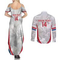 Custom England Darts Couples Matching Summer Maxi Dress and Long Sleeve Button Shirt Go Champions Grunge Marble Style - Wonder Print Shop