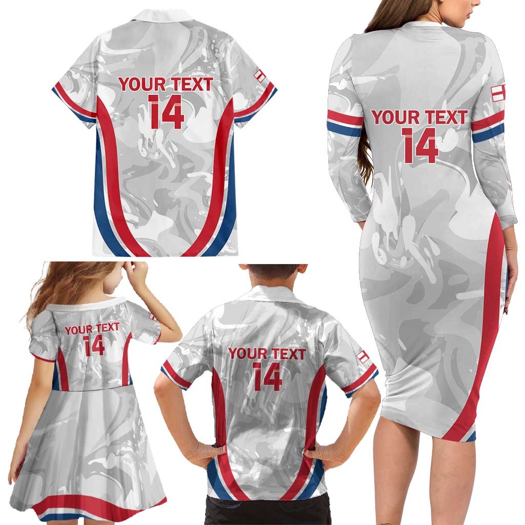 Custom England Darts Family Matching Long Sleeve Bodycon Dress and Hawaiian Shirt Go Champions Grunge Marble Style - Wonder Print Shop