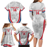 Custom England Darts Family Matching Long Sleeve Bodycon Dress and Hawaiian Shirt Go Champions Grunge Marble Style - Wonder Print Shop