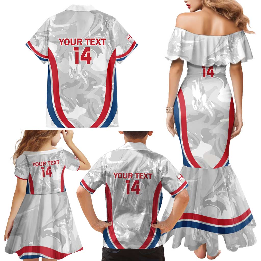 Custom England Darts Family Matching Mermaid Dress and Hawaiian Shirt Go Champions Grunge Marble Style - Wonder Print Shop