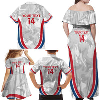 Custom England Darts Family Matching Off Shoulder Maxi Dress and Hawaiian Shirt Go Champions Grunge Marble Style - Wonder Print Shop