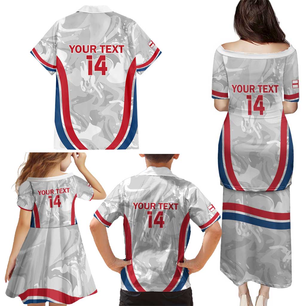 Custom England Darts Family Matching Puletasi and Hawaiian Shirt Go Champions Grunge Marble Style - Wonder Print Shop